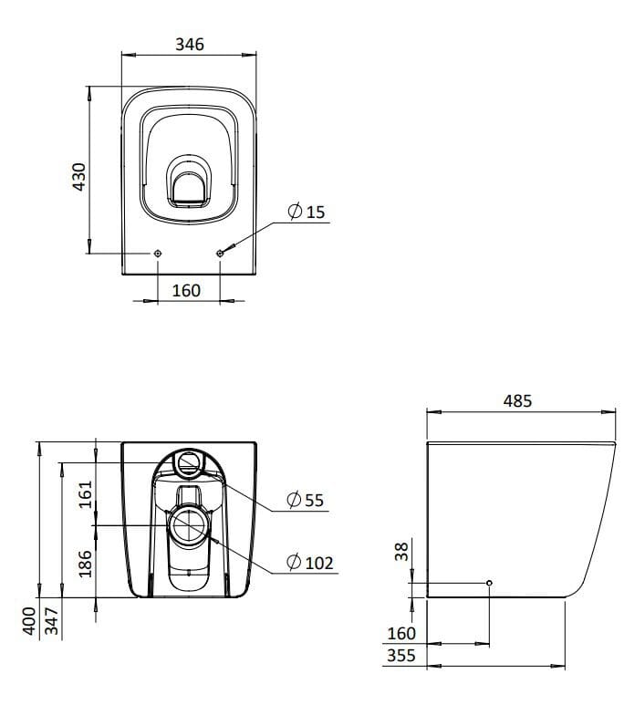 Туалет провод стены CROSSWATER LIBRA ARCH-00022136 - Вид №2