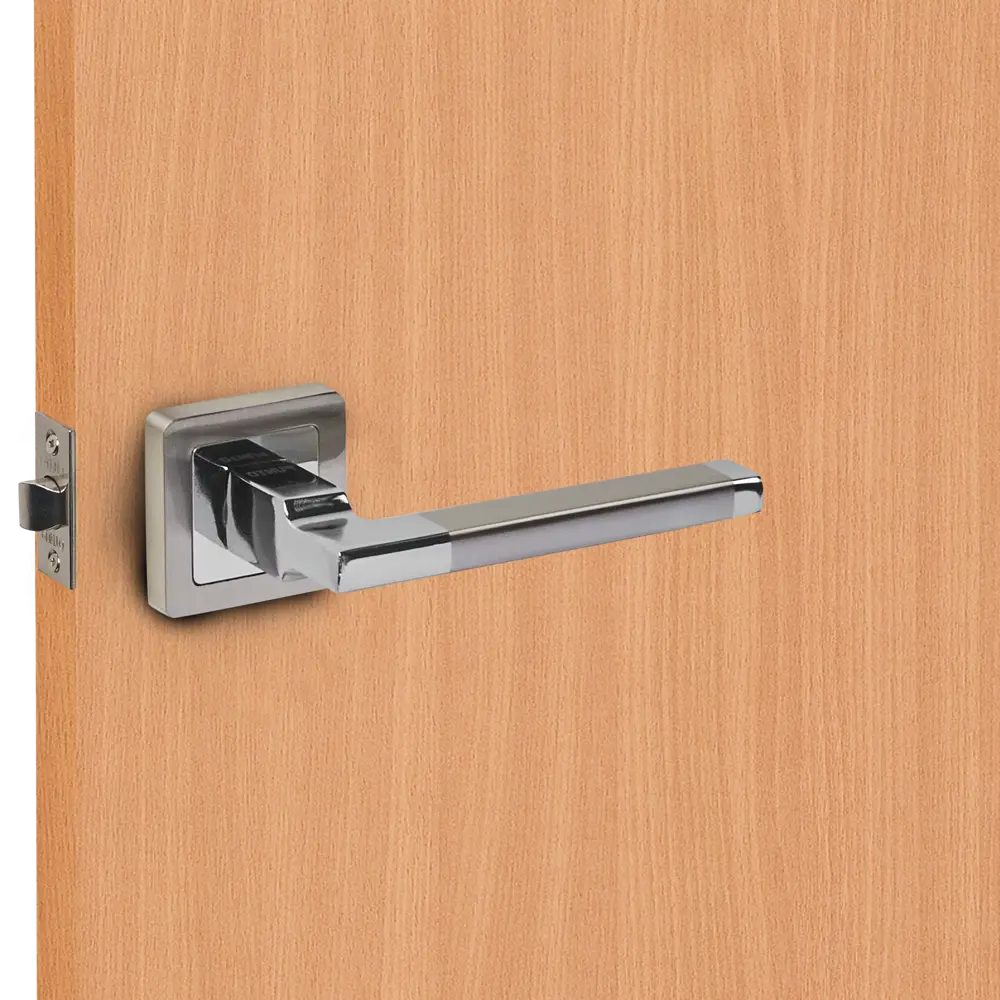 Дверные ручки Punto Vector без запирания цвет матовый никель/хром STLM-2135439 - Вид №6