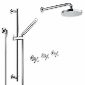 CRIEV161 Смеситель для душа скрытого монтажа в комплекте с 3 отверстиями, скользящей штангой, гибким шлангом LONG LIFE, перекосом ручного душа с защитой от известкового налета и верхним душем с функцией защиты от накипи Cristina Rubinetterie