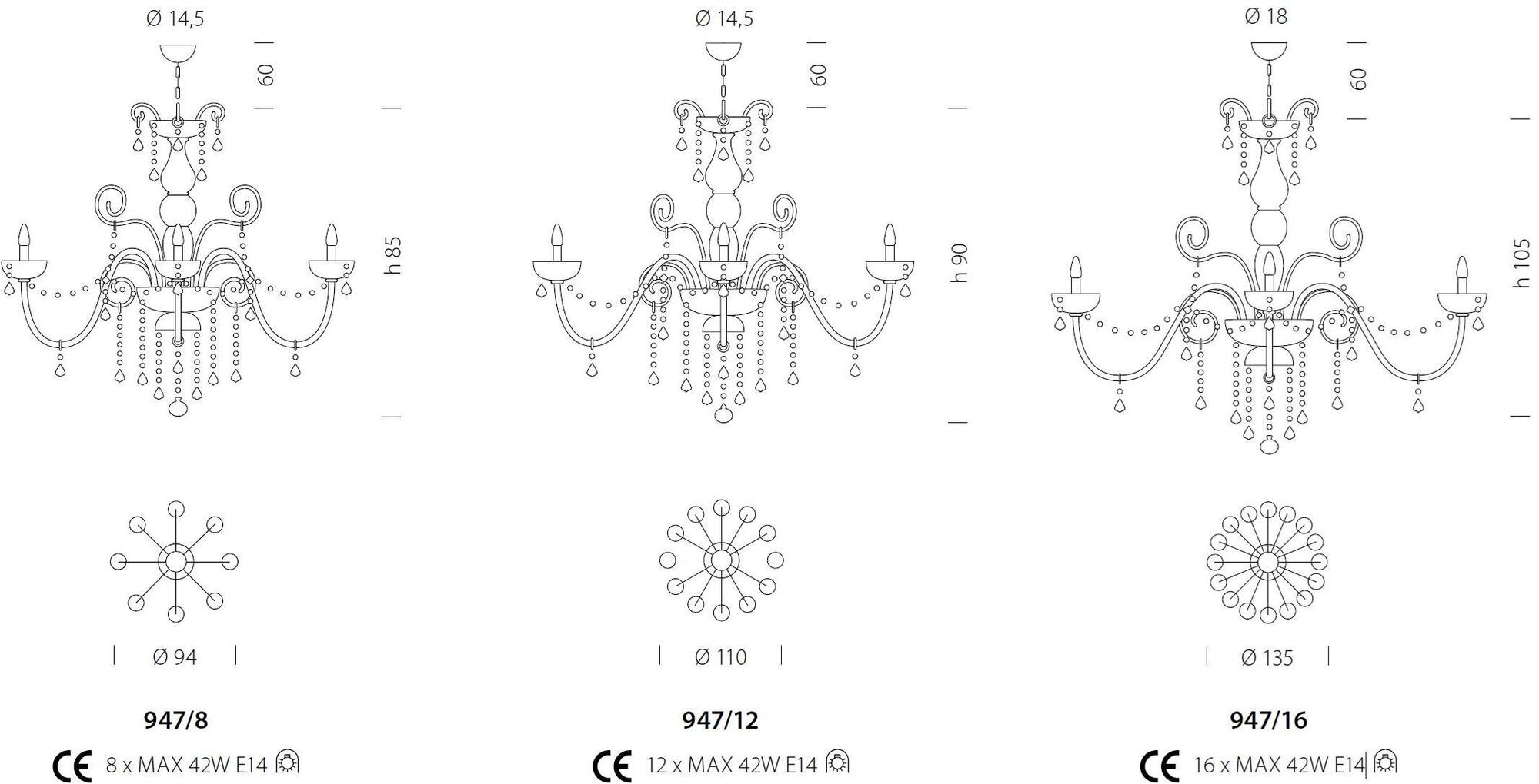 Sylcom Люстра из стекла с кристаллами Dandolo 947/949 - Вид №7