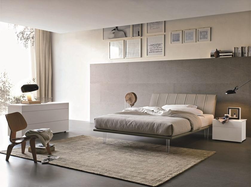 Gruppo Tomasella Двуспальная кровать из кожи с обитым изголовьем sun-id-1468539 - Вид №1