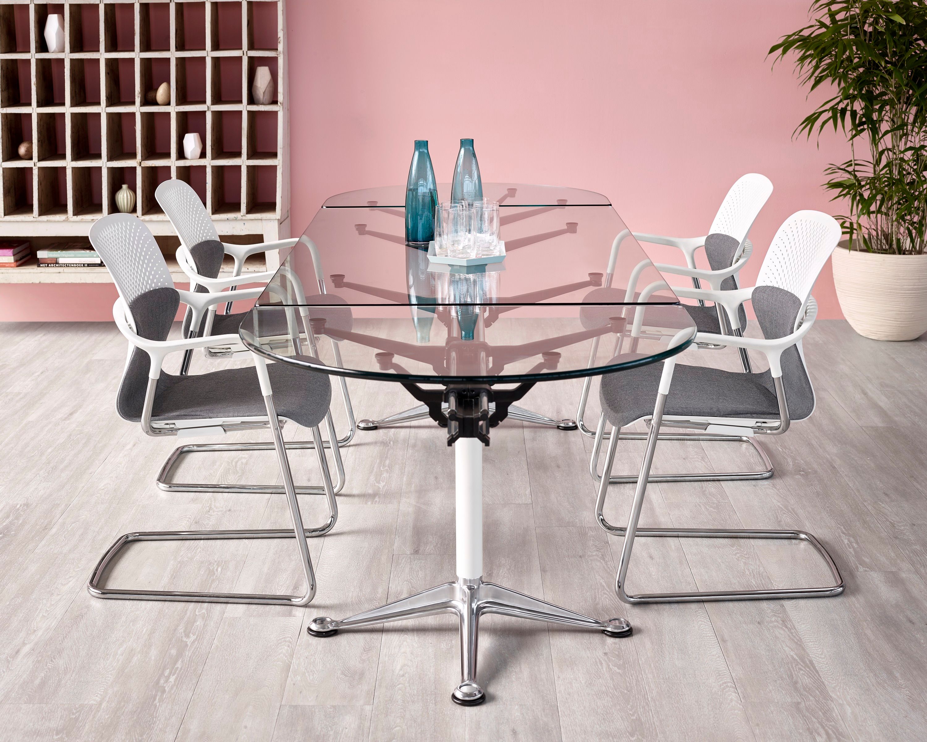 Алюминиевый и стеклянный овальный выдвижной стол для совещаний Herman Miller Burdick ARCH-00010269 - Вид №3