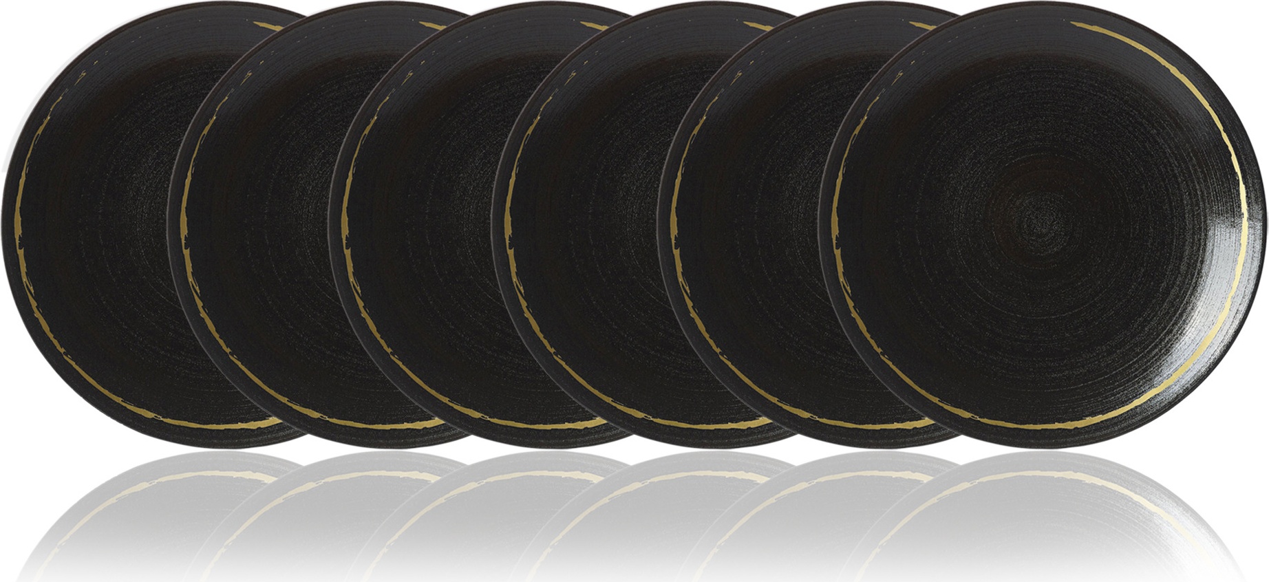 10676158 Royal Crown Derby Набор тарелок обеденных Royal Crown Derby Эскиз. Черный 27см, фарфор, 6шт Фарфор, Керамика 