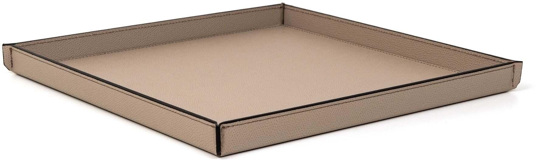 Квадратный поднос Leslie - 30X30XH2,5 см / зернистая кожа_темно-серый