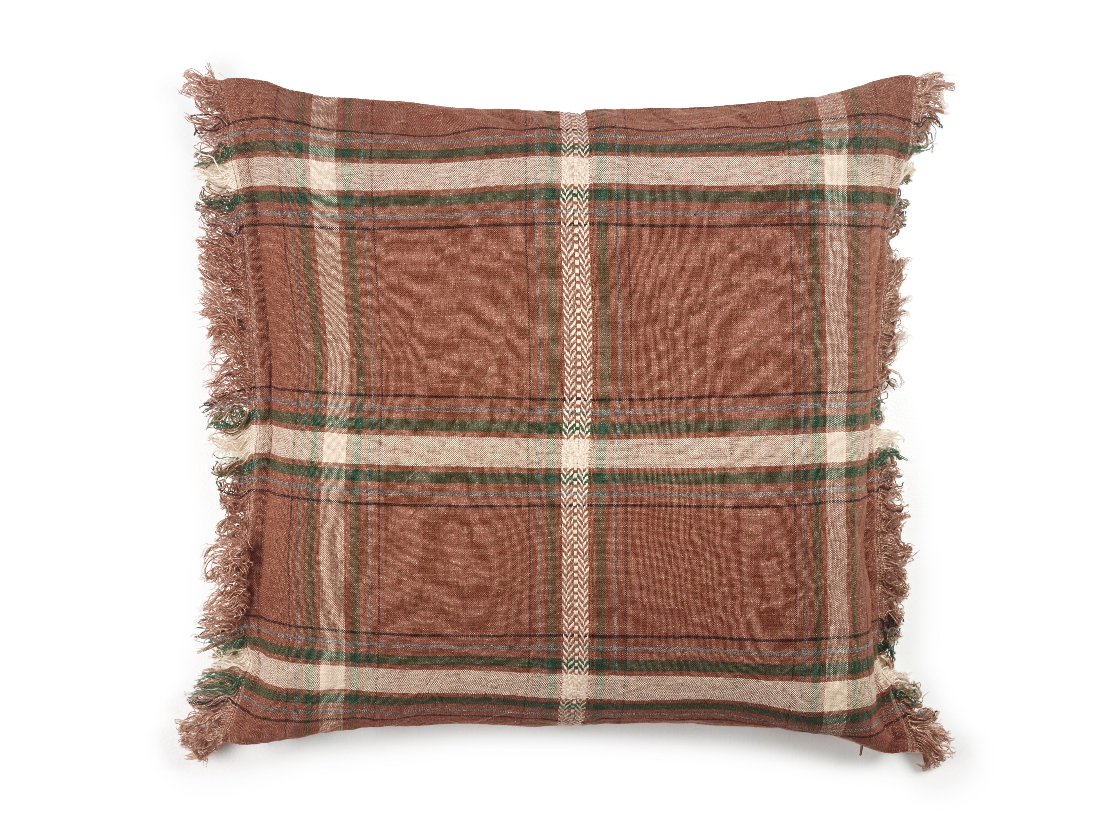 Льняная квадратная подушка в клетку Libeco Home рябина ARCH-00082609 - Вид №1