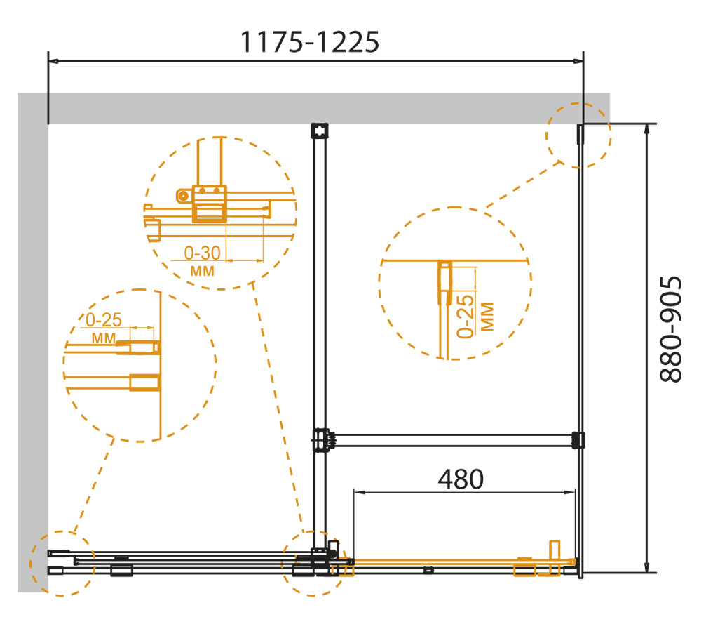 Душевой уголок CEZARES STREAM-AH-1-120/90-C-Cr - Вид №1