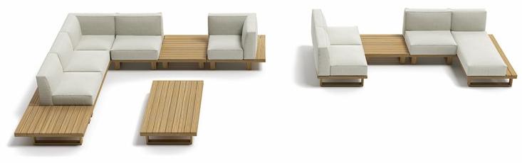 Atmosphera Квадратный садовый пуф из тика и технической ткани 9.zero 9.0.pf - Вид №1