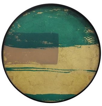 Ethnicraft Круглый поднос из дерева и стекла Bright abstract 20452 - Вид №1