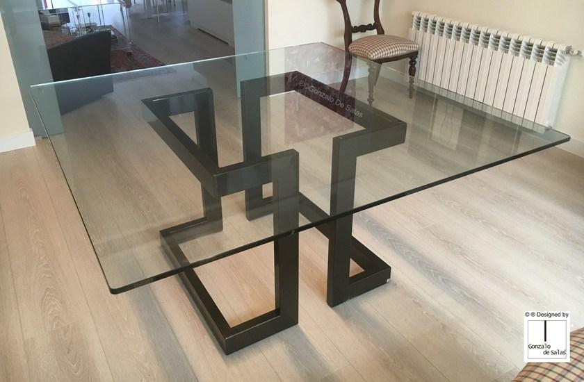 Gonzalo De Salas Квадратный обеденный стол из железа и стекла Lisa sun-id-1388184 - Вид №1