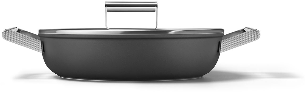 CKFD2811BLM Посуда / глубокая сковорода с двумя ручками и крышкой, 28 см, черная SMEG  - Вид №1