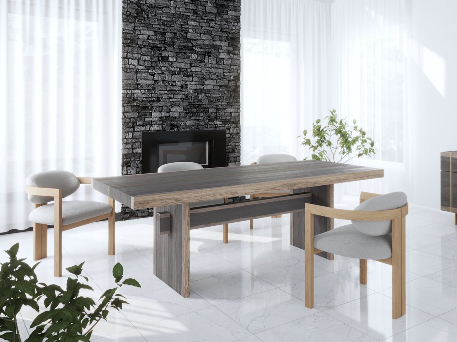 Дубовое мягкое кресло с подлокотниками NORD ARIN BORDEAUX ARCH-00012067 - Вид №3