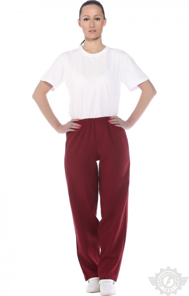 66077 Брюки ткань "Габардин" цвет бордо  Медицинская одежда  размер 56-58 Спецодежда  - Вид №5