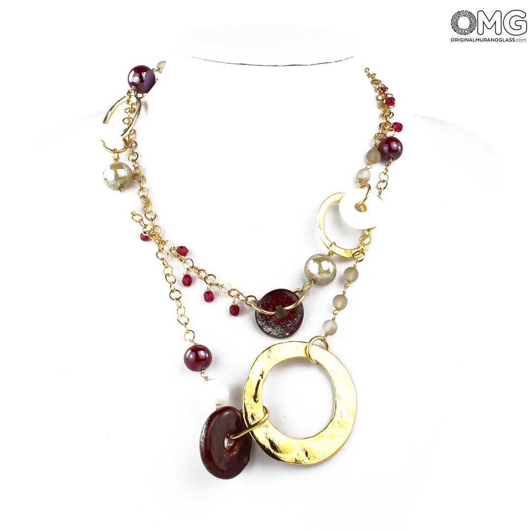 3811 ORIGINALMURANOGLASS Колье в два ряда Скарлатто - Коллекция Antica Murrina - муранское стекло OMG 88 см  - Вид №1