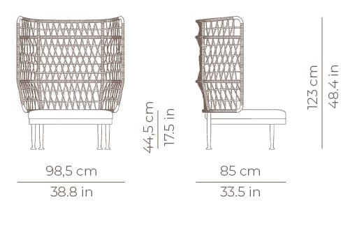 Алюминиевое садовое кресло с порошковым покрытием с высокой спинкой POINT Curio ARCH-00027379 - Вид №8