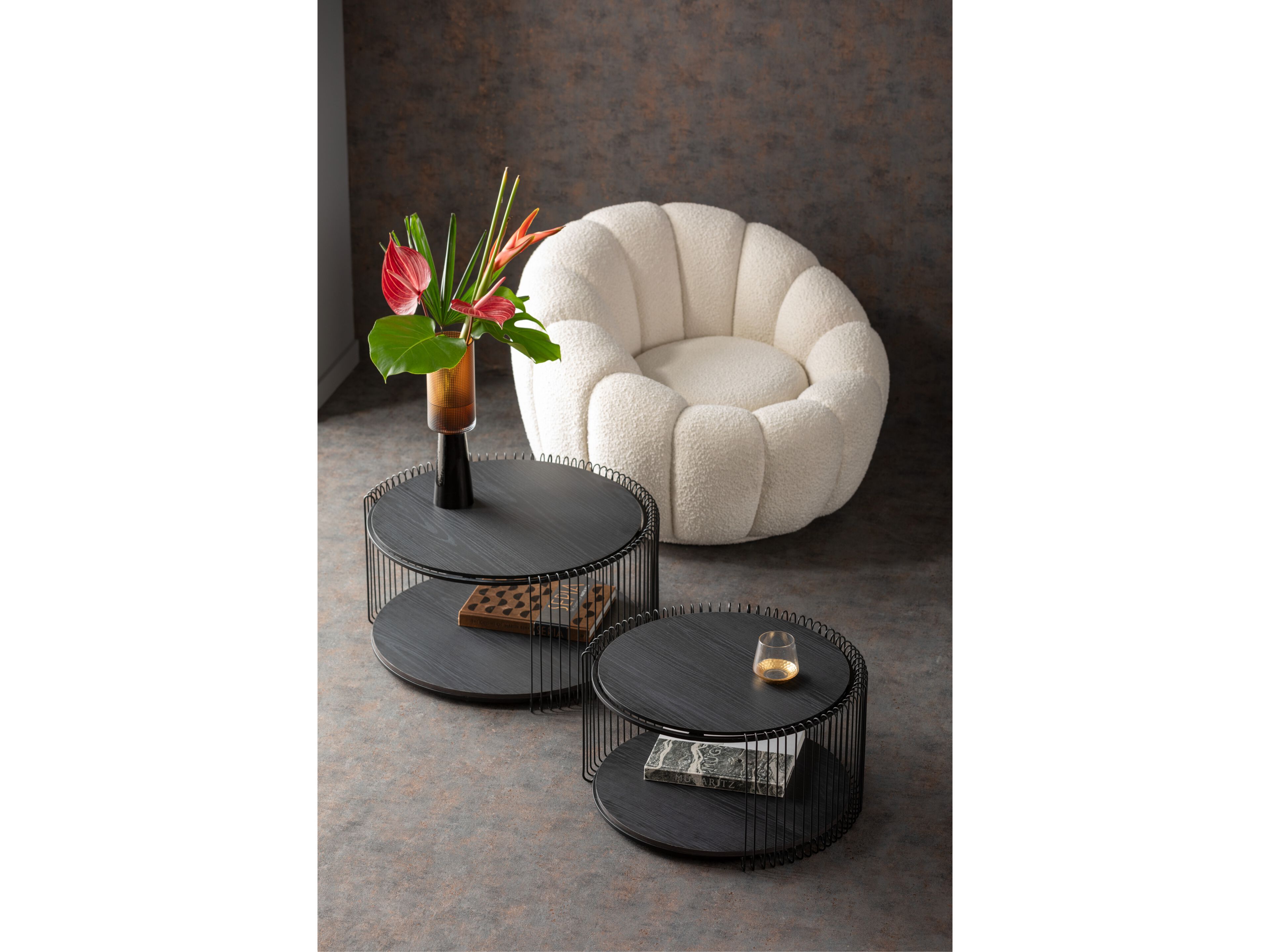 Круглый журнальный столик из стали и дерева KARE Design ARCH-00128244 - Вид №2