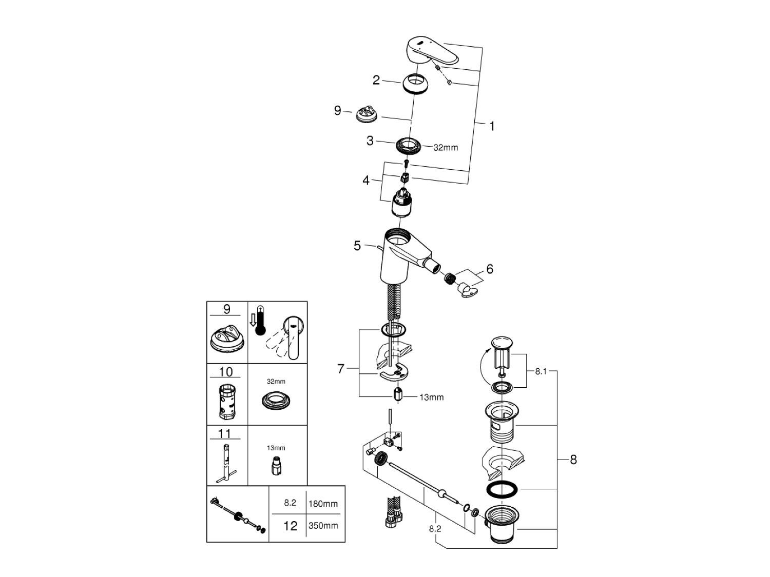 Однорычажный смеситель для биде с ограничителем расхода Grohe Eurodisc Cosmopolitan ARCH-00126638 - Вид №3