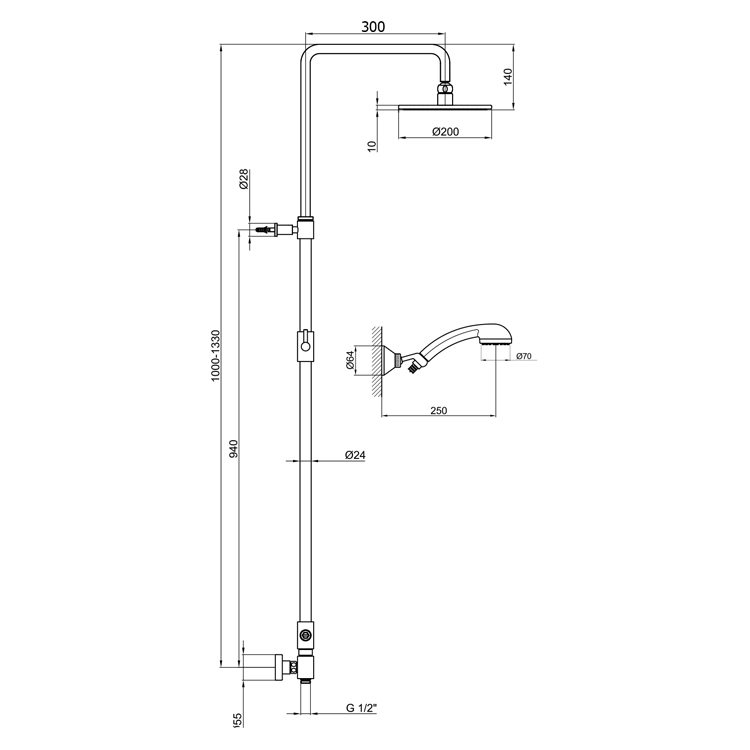 AC0729015PVC Душевой гарнитур Webert Comfort - Вид №1