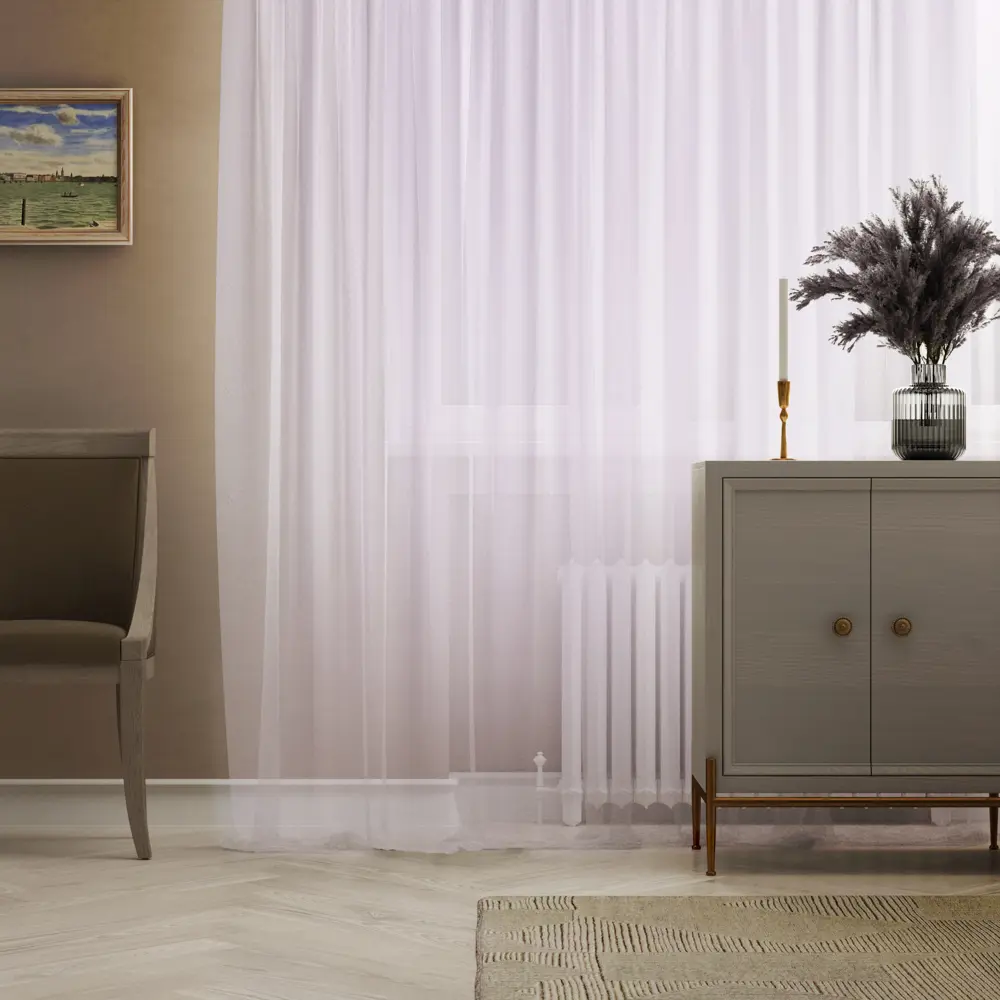 Тюль на ленте Блеск 300x280 см цвет розовая пудра AMORE MIO STLM-2012323