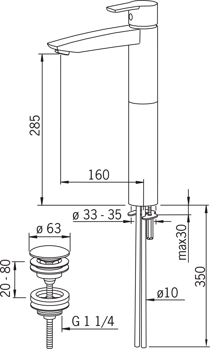 Oras 2801 Высокий смеситель 2801 Cubista Хром  - Вид №4