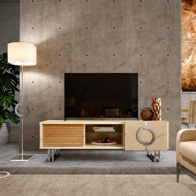 Caroti Низкий лакированный хрустальный тумба под телевизор в современном стиле с книжным шкафом Concept Art.162 - lift