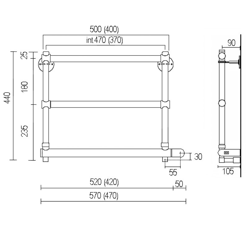 540 полотенцесушитель  SOLE Collection  Margaroli Santreyd 48969 - Вид №2
