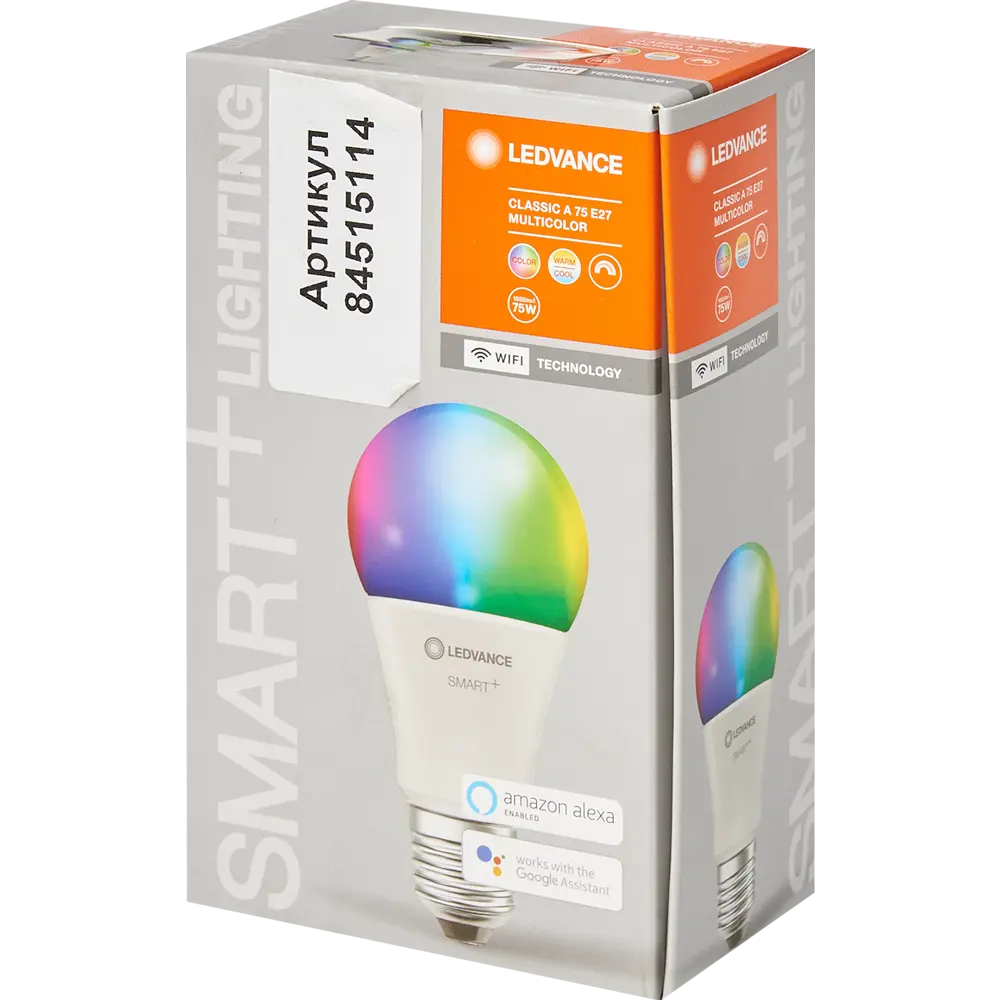 Лампа умная светодиодная Wi-Fi Ledvance Smart Plus E27 220-240 В 9.5 Вт груша матовая 1055 лм, изменение цвета RGB STLM-2133756 - Вид №7