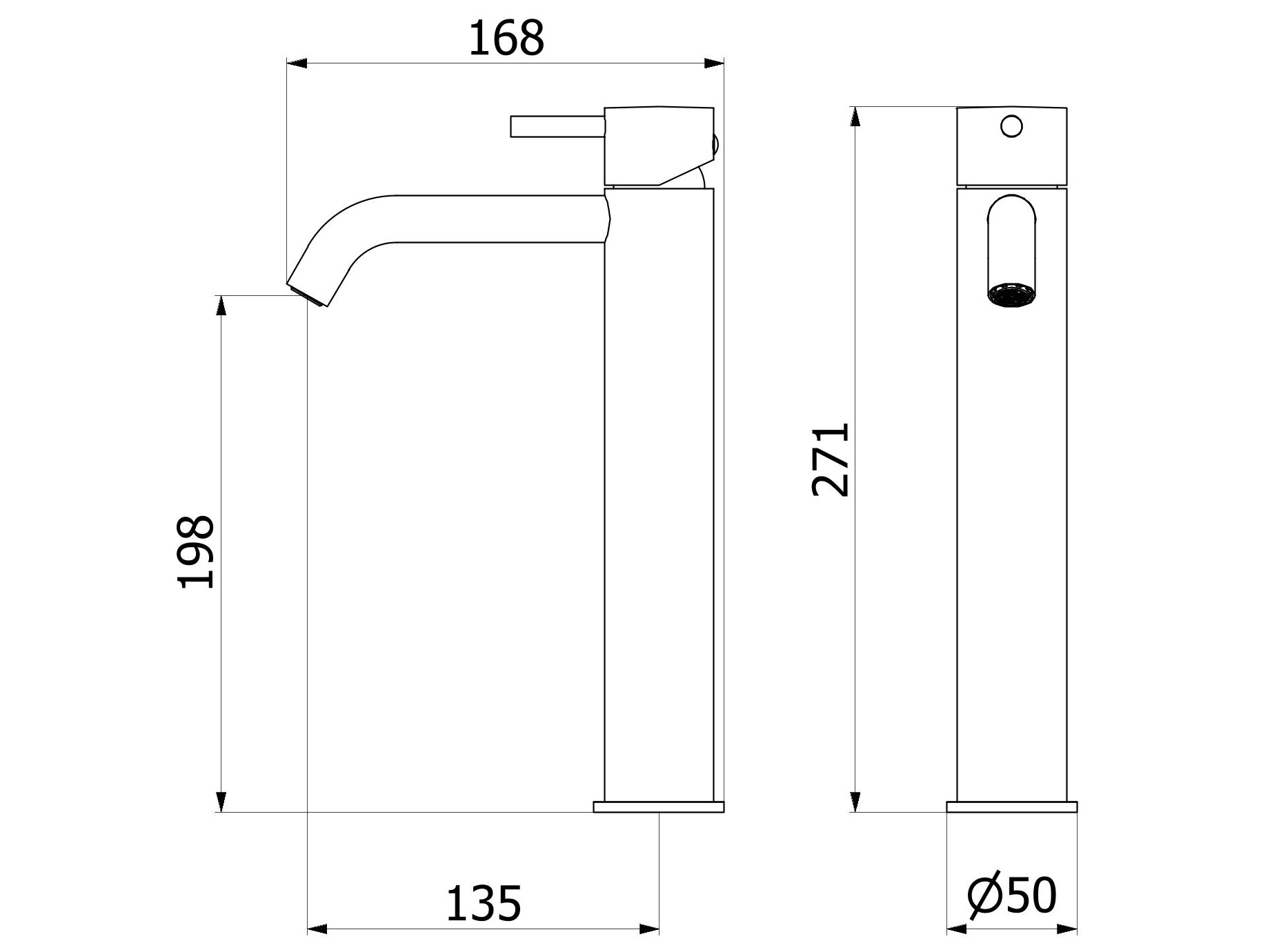 Смеситель для раковины с одним отверстием на высоком этаже IB Милан Турин ARCH-00072354 - Вид №9