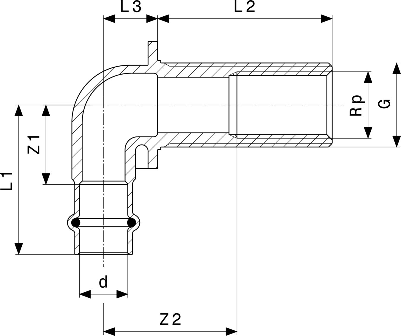 279 295 Модель 2232.1 Трубопроводные системы  Sanpress  Водорозетки для прохода через стену Santreyd  - Вид №3