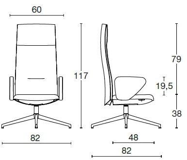 Diemme Стул для руководителя из ткани с 4 спицами Velvet sun-id-1385283 - Вид №8