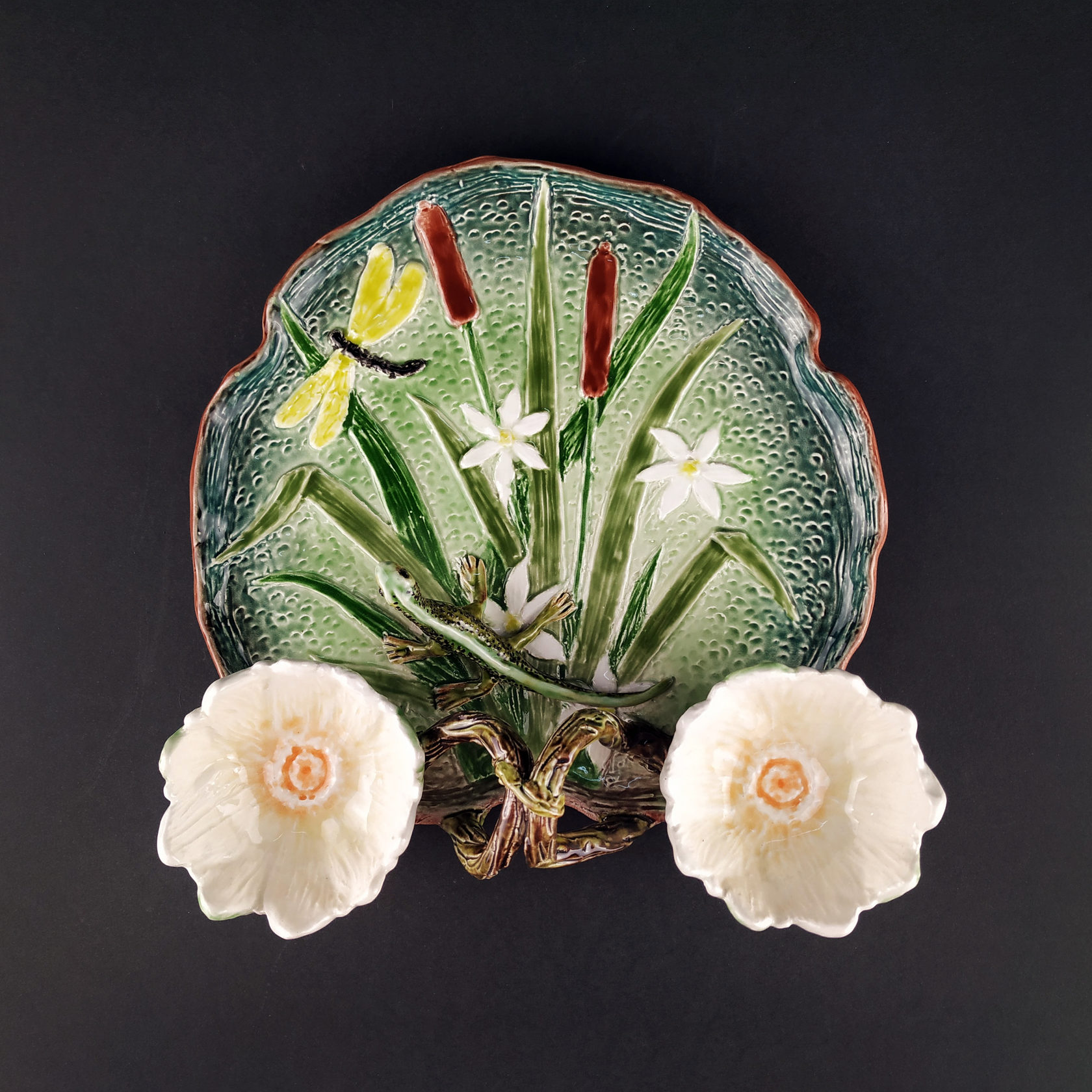 Блюдо для закусок (с двумя кувшинками) Бирюза/Зеленый PROVANSFAIENCE sun-id-994698 - Вид №18