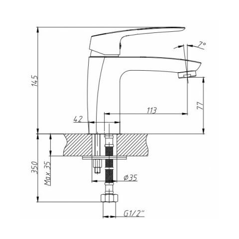 Orange Sonic M08-021cr однозахватный смеситель для раковины Хром sun-id-1517043 - Вид №1