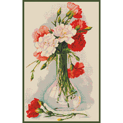 150х240кл Схема для вышивания цв. А3 ДК-272 "Гвоздики в вазе" Santreyd 