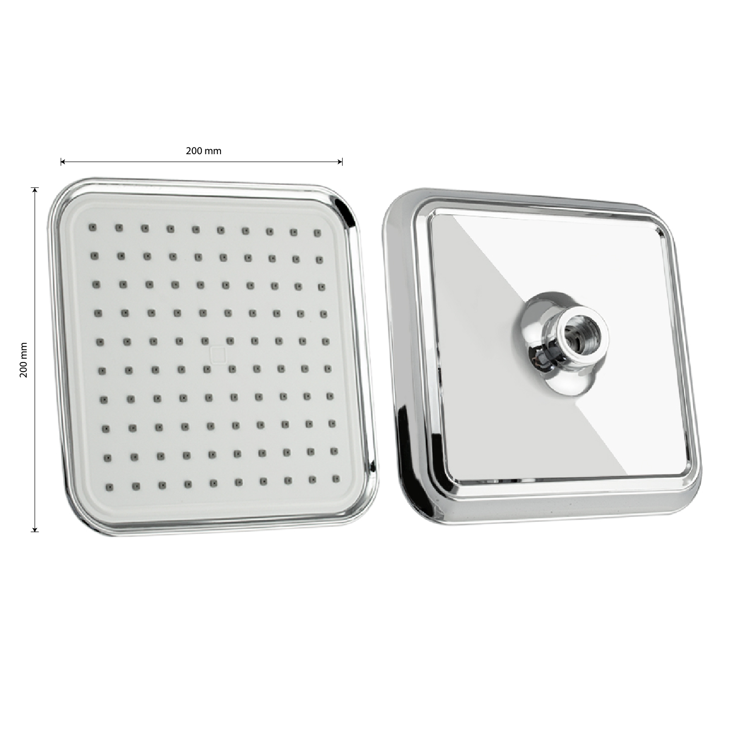GFmark - Лейка большая, тропический душ, квадратная, белая с хромом, 200 х 200 мм, код: 6043  - Вид №4