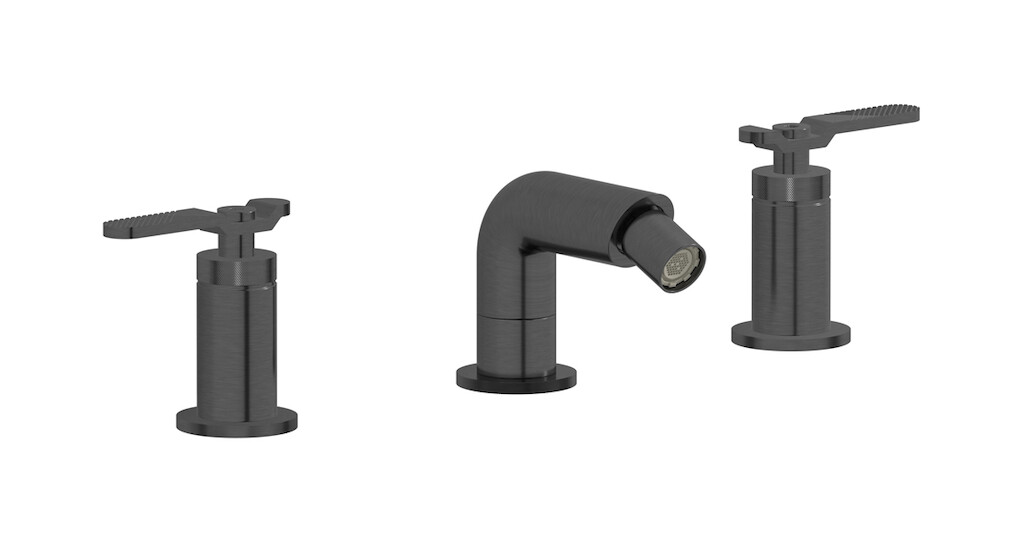 Смеситель для биде на 3 отверстия с донным клапаном WE ARE IB b2393cs Brushed Black Chrome Bold