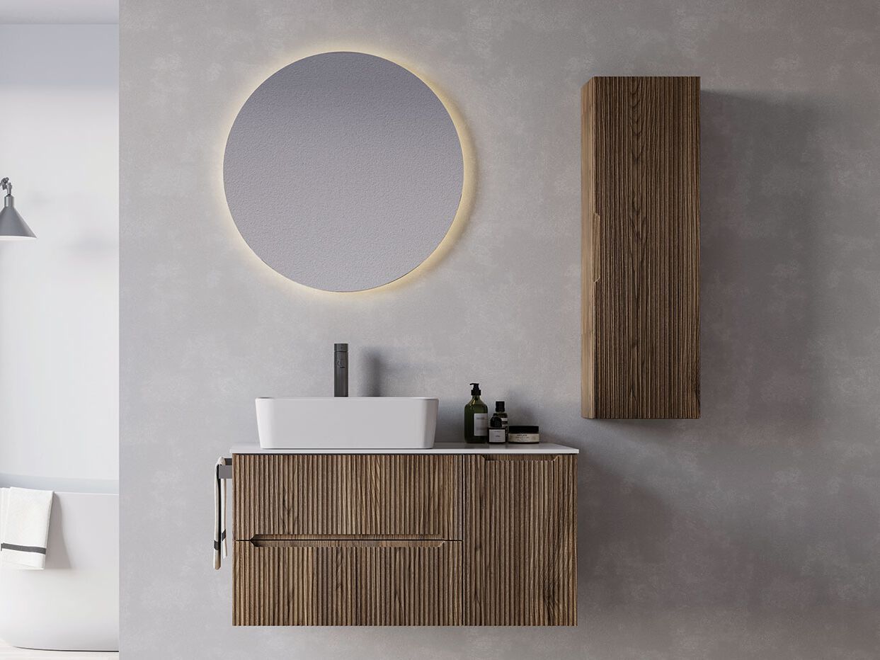 Деревянный подвесной умывальник со встроенным умывальником LEGNOBAGNO Verso ARCH-00143417