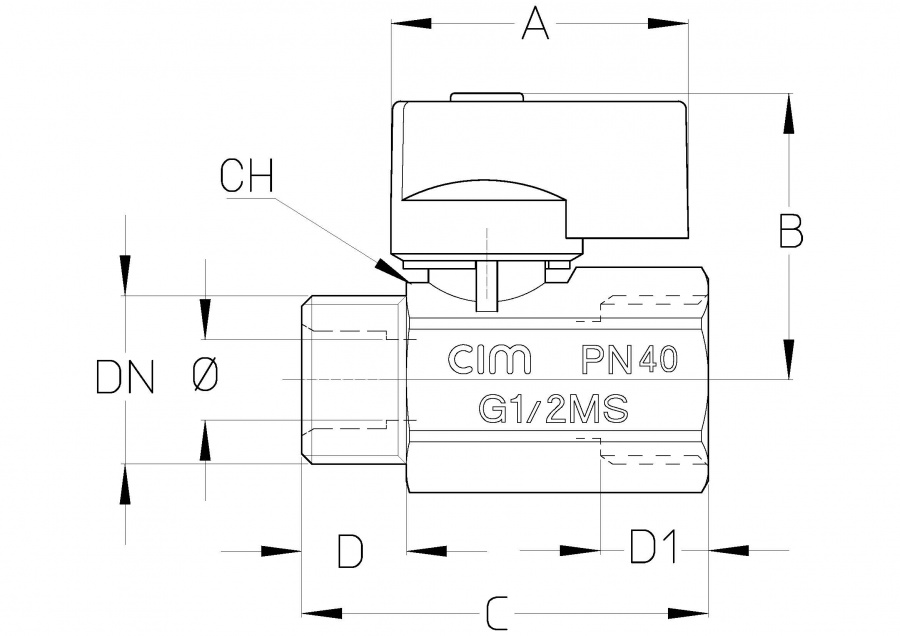 CIMBERIO CIM 012 14 Шаровой кран серии "Мини" НР/ВР CIM 012  - Вид №1