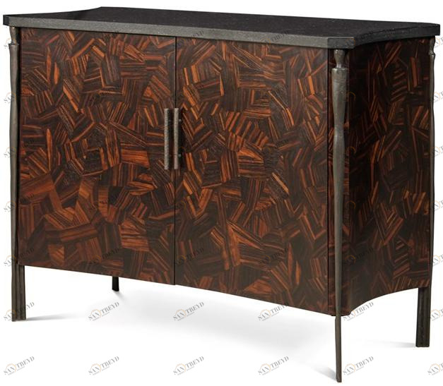 JOSÉ LEITE DE CASTRO Комод из черного дерева и мрамора с распашными дверцами  10405597 