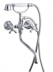 12011СМ35CR Смеситель Deco Classic с длинным изливом (35см) и ручным душем для ванной, цвет хром