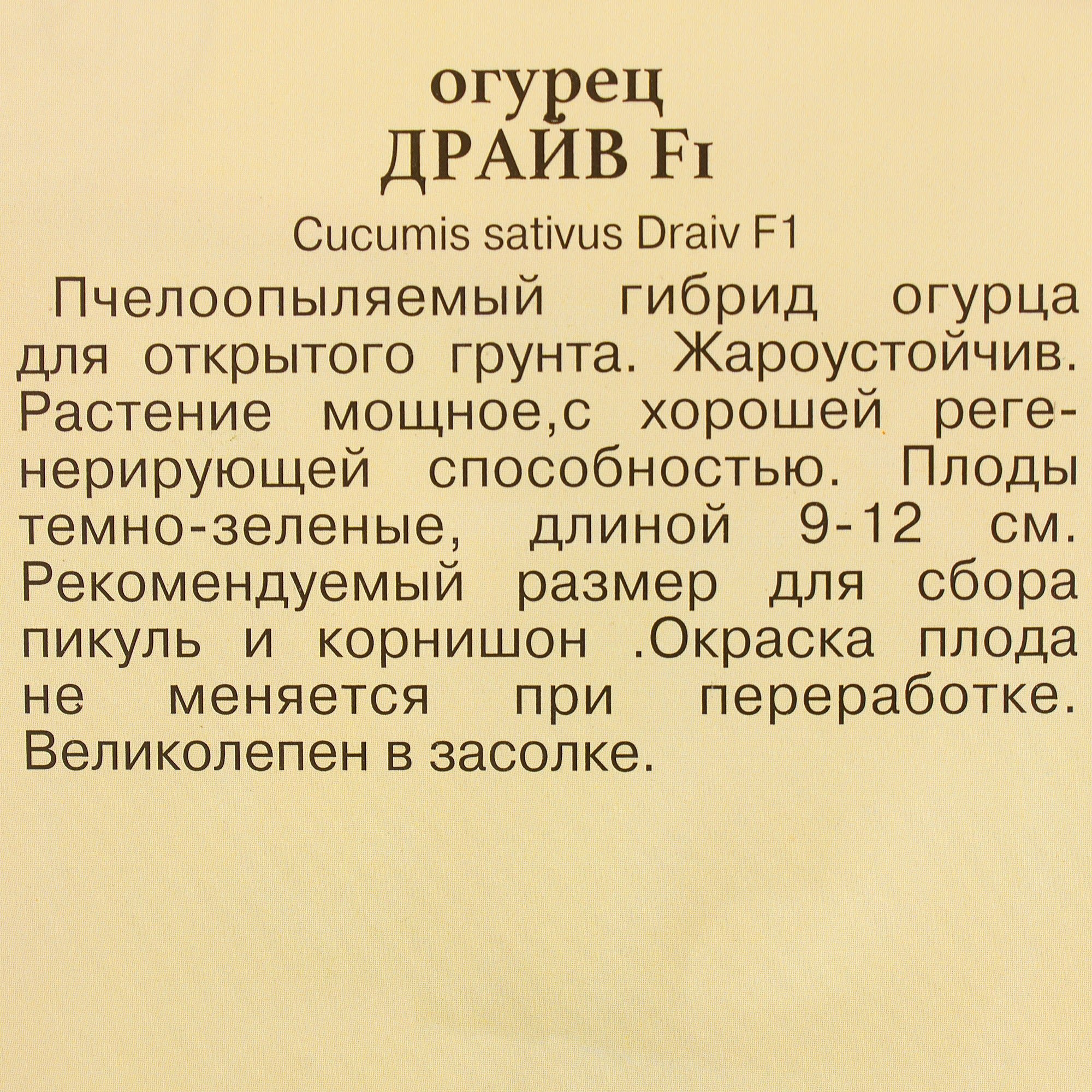 81931712 Семена Огурец «Драйв» F1 Santreyd  - Вид №2