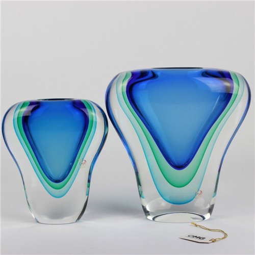 1699 ORIGINALMURANOGLASS Ваза Синяя кобра - соммерсо - муранское стекло 15 см  - Вид №1