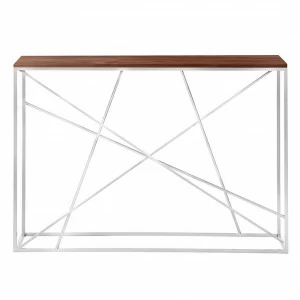 Консоль металлическая, серебро с деревянной столешницей, американский орех Wilson INTELLIGENT DESIGN  261004 Хром;орех;коричневый
