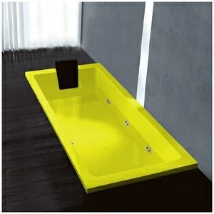 Ванна Gruppo treesse Quadra 170 V072B-SX-ZZ жёлтая с золотой фурнитурой гидромассажем и дезинфекцией прямоугольная встроенная левая