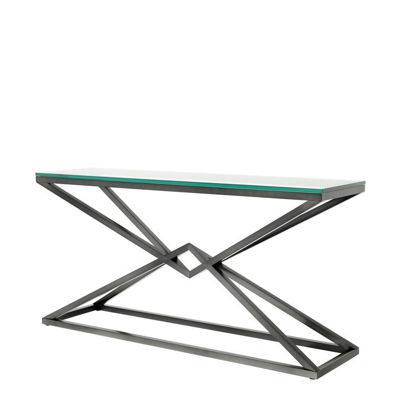 Консоль металлическая бронзовая со стеклянной столешницей Connor от Eichholtz EICHHOLTZ EICHHOLTZ 060961 Бронза;прозрачный  - Вид №1