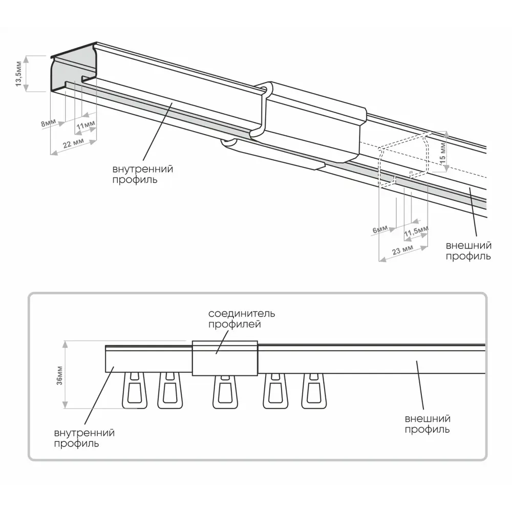 Карниз шинный Kreaforta Simple - телескопический для штор 200-360 см 89432753 STLM-1582291 - Вид №6