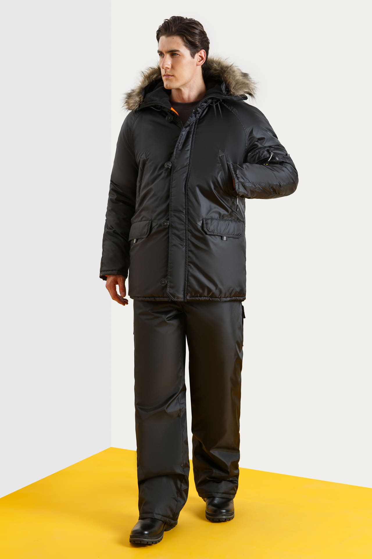 63580 Куртка "Север" удлиненная черная  Зимняя спецодежда  размер 44-46/170-176  - Вид №8