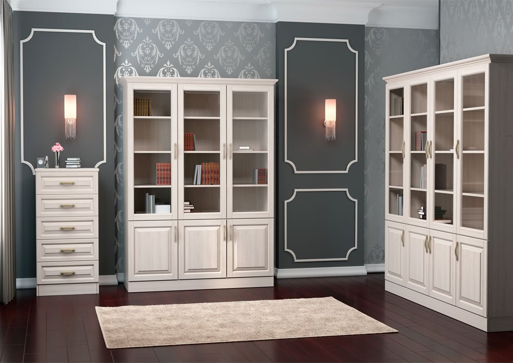 Шкаф книжный деревянный трехстворчатый белый "Эдем" DREAMLINE ЭДЕМ 175148 Белый  - Вид №1