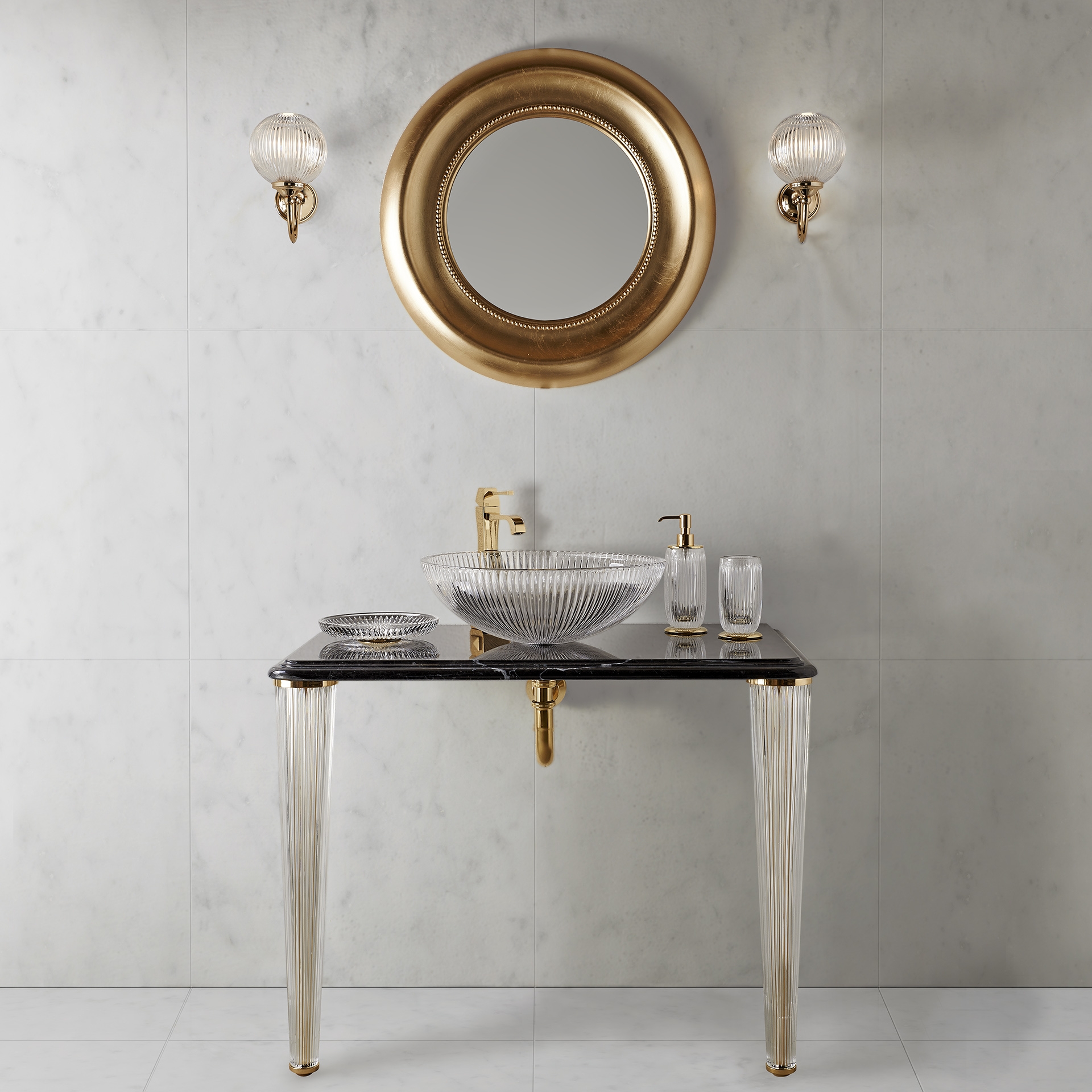 EL3090 3SC ЭЛЕГАНС консоль см. 90 с умывальником EL11, мраморной столешницей и сифоном Classico Treesseci 3SC - Вид №1