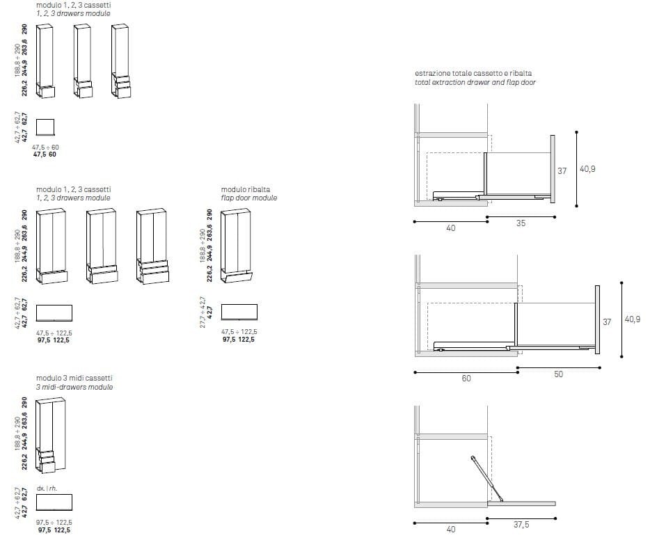 Шкаф с выдвижными ящиками и отсеками Caccaro сетка ARCH-00062317 - Вид №4