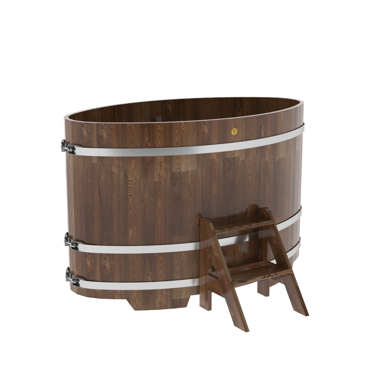 1161 Купель овальная из лиственницы 0,92х1,66х1,1 морёная премиум Alyarus 