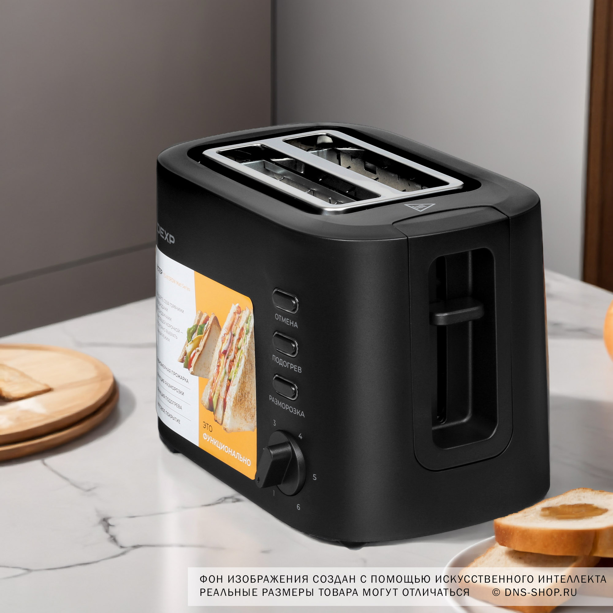 5420102 Тостер DEXP TS-815RDW черный STDN-0145737 - Вид №11